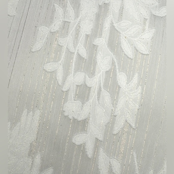 Lulu’s Loveliest Looks Dusty Blue Floral Jacquard Tie-Strap Midi Dress Size XL - Picture 5 of 8